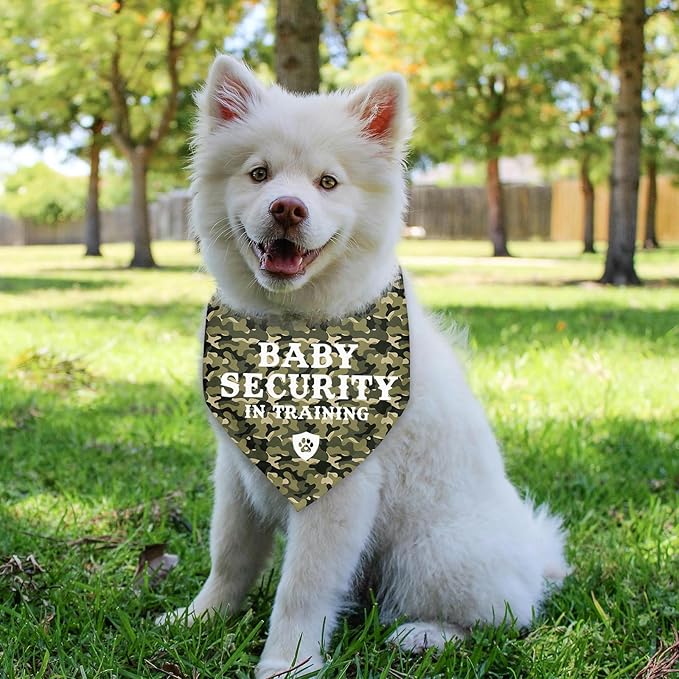Baby Security in Training Baby Announcement Dogs Bandana Camo Dog Bandana Pregnancy Announcement Photo Prop Pet Scarf Accessories for Dog Lovers Pregnancy Reveal Ideas