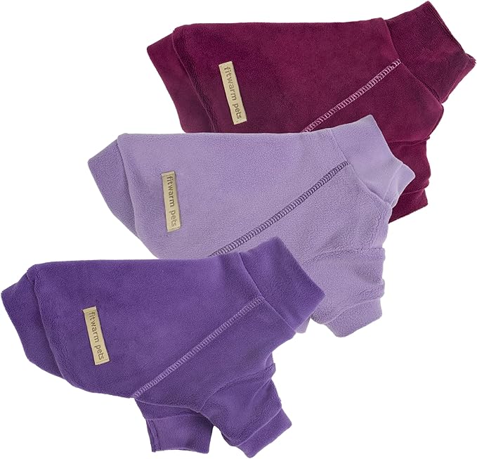 Fitwarm 3 Pack Classic Fleece Dog Sweater, Turtleneck Dog Sweatshirt, Dog Winter Clothes for Small Dogs Boy Girl, Pet Pullover Jumper, Cat Apparel, Purple, MediumPurple, Dark Red, XS