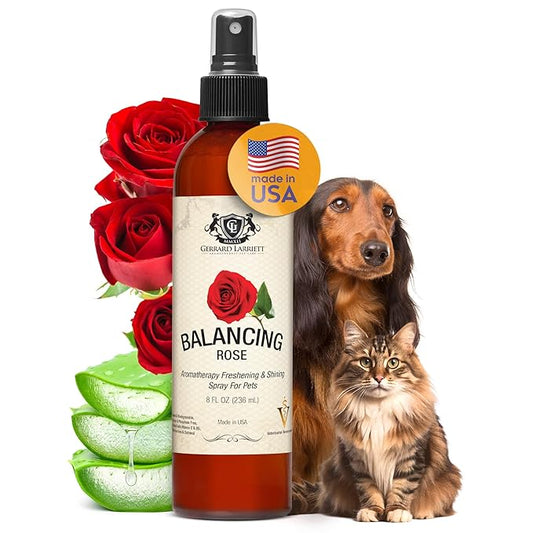 Dog Perfume Spray Long Lasting Balancing Rose 8 Fl Oz - Dog Calming Spray Scent Mist for Shining Fur, Puppy Cologne, Doggie Deodorant Fragrance Mist Pet Perfume for All Breeds by Gerrard Larriett