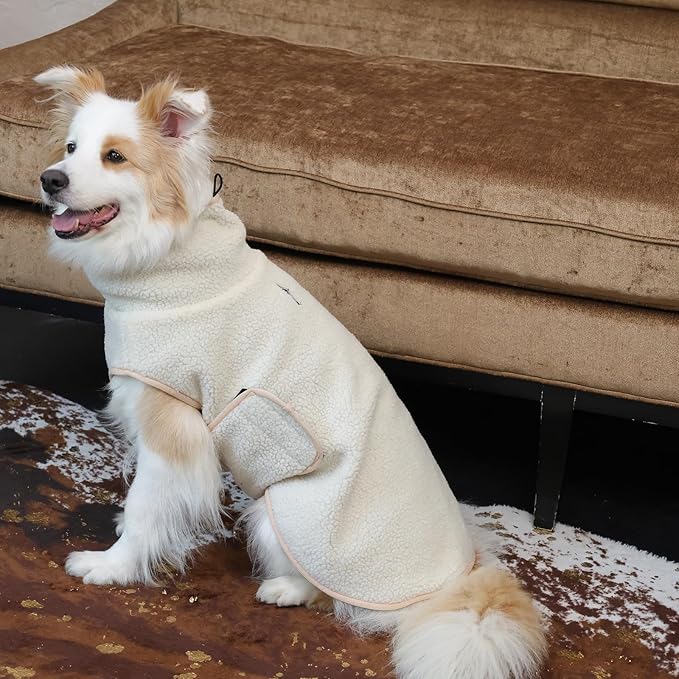 ROZKITCH Reversible Dog Coats for Large Dogs, Windproof Turtleneck Dog Vest Fleece Sherpa Sweater with Embroidery, Adjustable Double-Sided Plush Sweatshirt for Medium Large Breeds DarkBlue 2XL