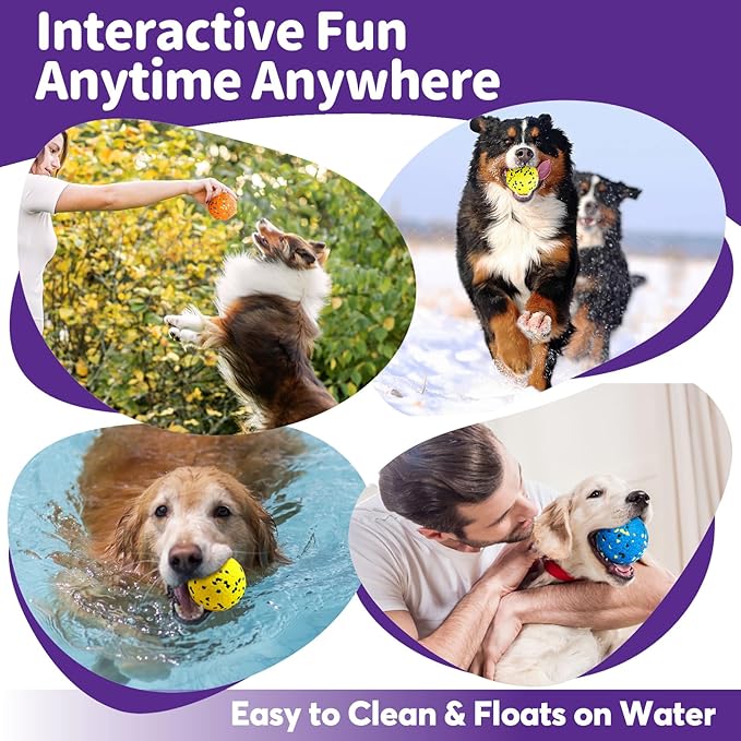 Dog Balls Tennis Ball for Aggressive Chewers, Dog Bouncy Balls Chew Toys Water Toy Fetch Ball for Large Medium Small Puppies, 3 Pack 3.15''