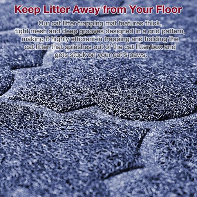 Cat Litter Mat for Box, Non-Slip, Less Waste Cat Litter Box Mat,Door mats, Entrance mats，Waterproof, Anti Slip, and pet Urine Resistant，47" x 36" Dark Blue