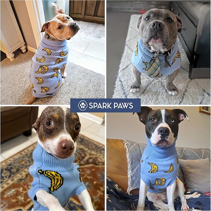 Spark Paws Knit Dog Sweater – Ultra Soft Warm Winter Dog Sweater for Small, Medium & Large Dogs – Stretch Fit Pet Sweater for French Bulldog, Pitbull, Girl & Boy Dogs Jacket, (Banana,3XL)