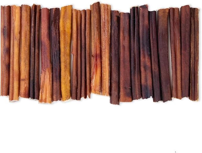 GigaBite Single Ingredient All Natural Free Range Bully Treats and Chews - Bully Sticks/Bladder Sticks/Beef Esophagus by Best Pet Supplies - Bully Sticks (Regular 6"), Pack of 20