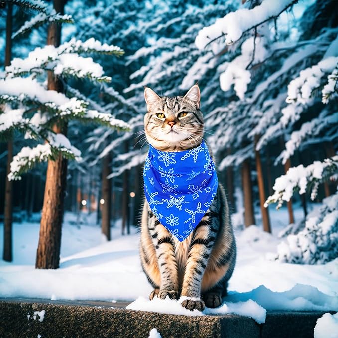 7 Pcs Winter Dog Bandanas for Small Dogs Adjustable Stitching Edge Dog Bandanas Snow Scarves Puppy Cats Breed Grooming S