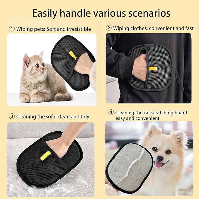 1 Pcs Pet Hair Remover Electrostatic Gloves，Pet Hair Removal Glove,Electrostatic Pet Hair Remover Gloves for Furniture, Carpet, and Car Seats - Reusable Pet Grooming Tool (1)