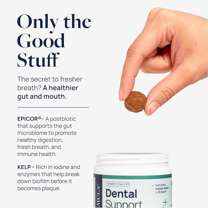 Veterinary Formula Dental Health Supplement for Dogs – Vet-Formulated Chews with EpiCor® & Kelp – Smart Vitality Supports Plaque, Tartar, Breath & Oral Health, 60 Soft Chews
