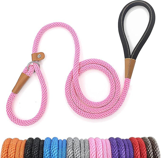 lynxking 5 FT Dog Leash Slip Lead 2 Pack Strong Heavy Duty Braided Dog Training Leash No Pull Training Lead Leashes for Medium Large and Small Dogs