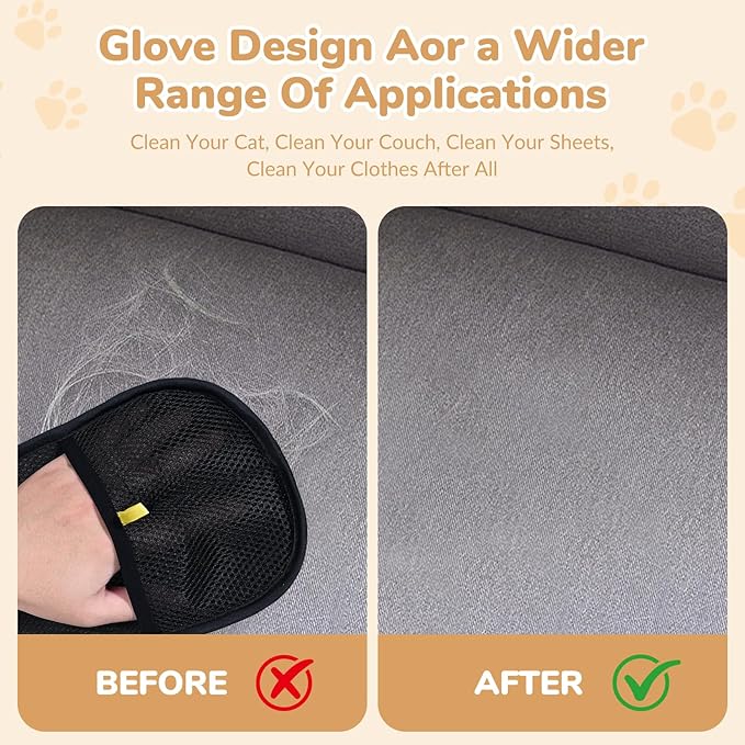 Pet Hair Removal Gloves, Electrostatic Pet Hair Grooming Gloves for Dog & Cat, Reusable for Carpet, Clothing,Furniture,Clothing, Couch,Bed,Curtain-4 PCS