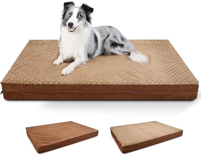 Sytopia Washable 42" Dog Bed for Large Dogs – Double-Sided Plush, Waterproof, Removable Cover, Thick Orthopedic Support, Durable Multi- Size Comfort Clearance Indoor Flat Dog Bed