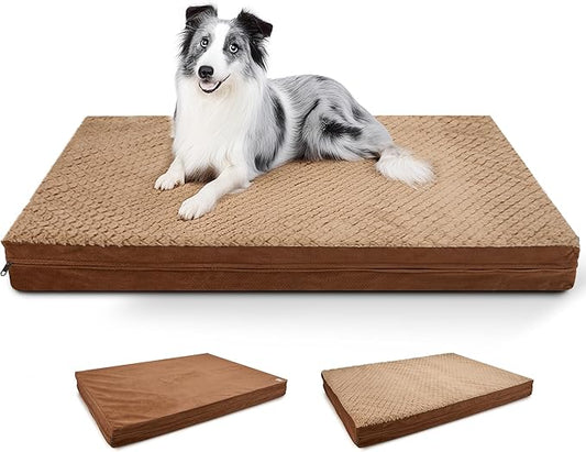 Sytopia Washable 42" Dog Bed for Large Dogs – Double-Sided Plush, Waterproof, Removable Cover, Thick Orthopedic Support, Durable Multi- Size Comfort Clearance Indoor Flat Dog Bed