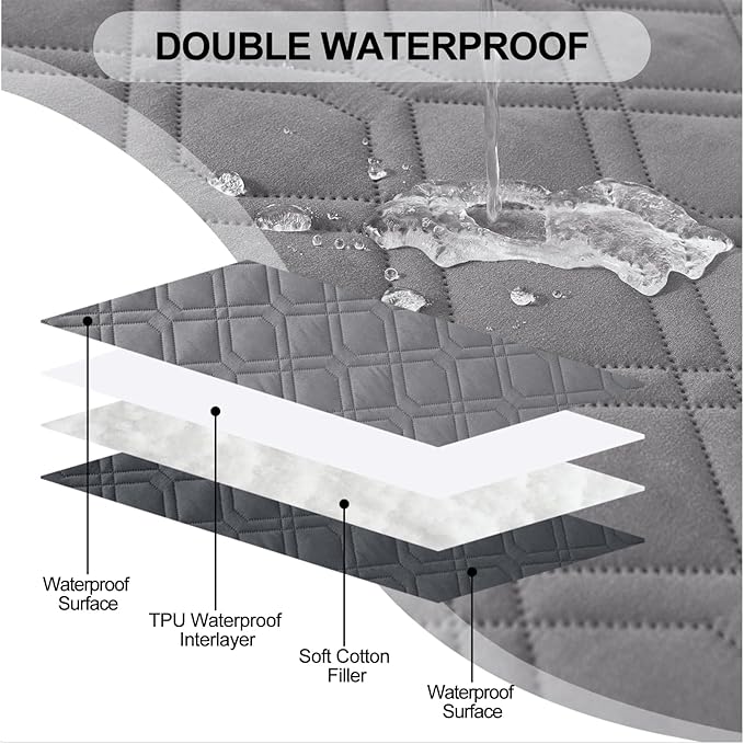 Smiry Waterproof Dog Blanket, 52x82 Inch Soft Pet Bed Cover Reversible, Washable Sofa Couch Furniture Protector for Small Medium Large Dog Puppy Cat, Grey/Dark Grey