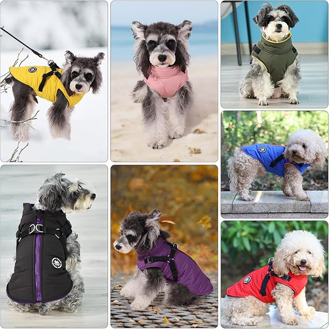 Norbi Dog Winter Jacket - Adjustable, Built-in Harness, Warm Coats for Small to Large Dogs in Cold Weather