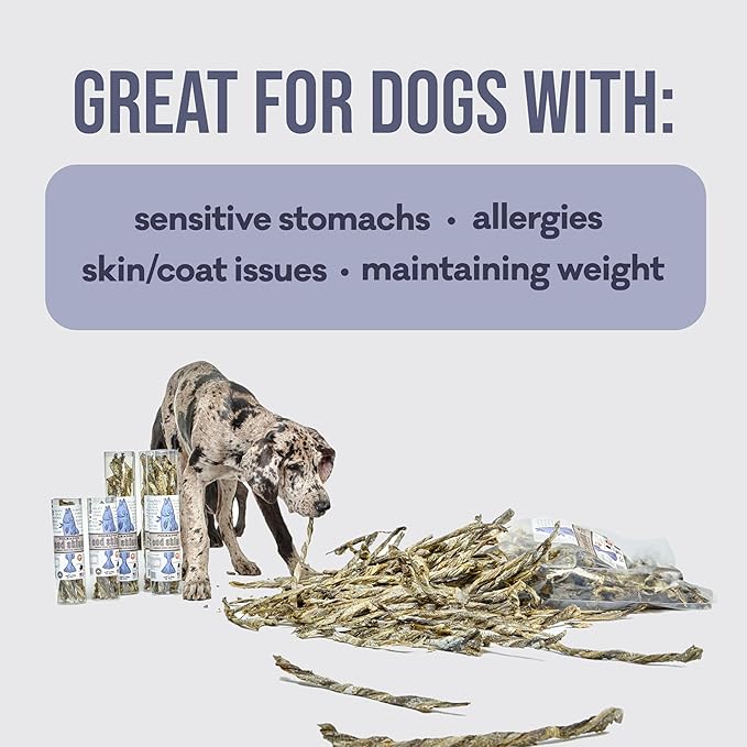 Polkadog Cod Skins for Dogs (2lb Regular) - Single Ingredient, Wild-Caught Fish Skin Dog Treats for All Breeds – High in Lean Protein & Omega-3. Hypoallergenic, Grain Free. Handcrafted & Made in USA