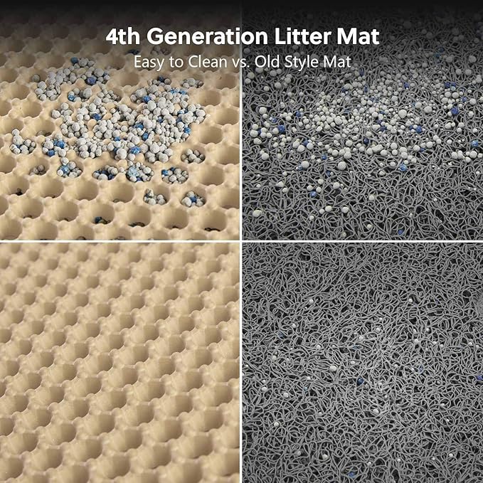 WePet Cat Litter Mat, Kitty Litter Trapping Mat - Medium Size, Honeycomb Double Layer Mats, No Phthalate, Urine Waterproof, Easy Clean, Scatter Control, Catcher Litter Box Rug Carpet 24x15 Inch Beige
