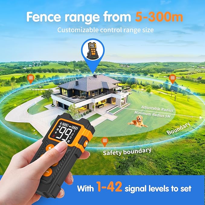 2000ft Range Wireless Dog Fence with Collar, Electric Training Collar with Remote, Dog Training Collar