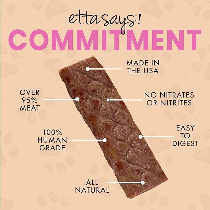 etta says! Pork + Bacon Snack Bars - Premium All Natural Meat Treats for Dogs - Human Grade - Made in The USA (6 Count Pack of 1)