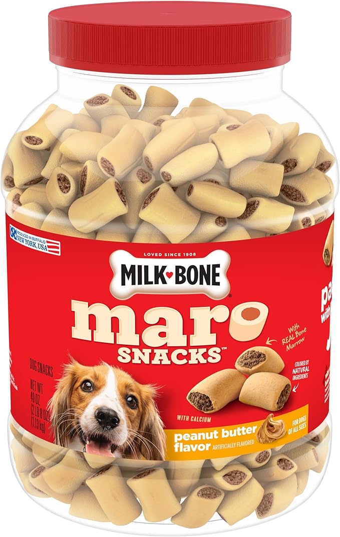 Milk-Bone MaroSnacks Dog Treats, Peanut Butter, 40 Ounce with Real Bone Marrow and Calcium