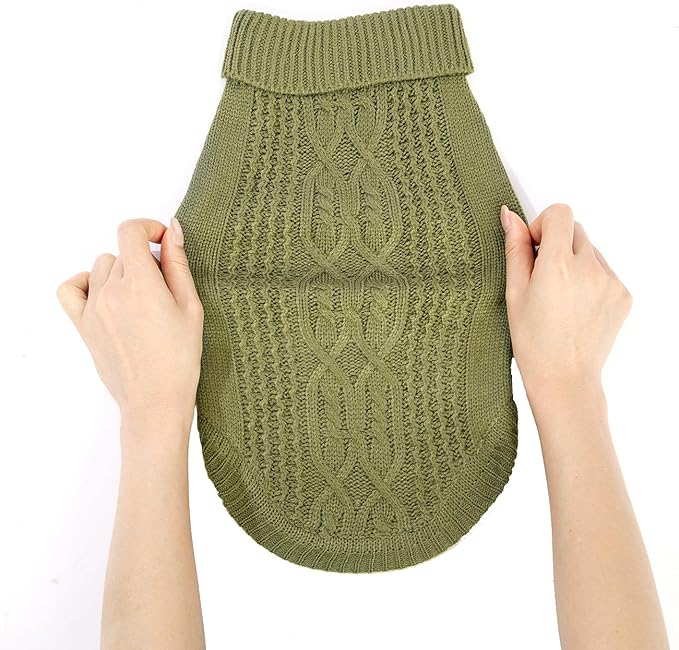Stretchy Cat Sweater - 17 Colors & 6 Sizes | Snug Winter-Ready Knit for Boy/Girl Cats & Kittens(Olive Green, X-Large)
