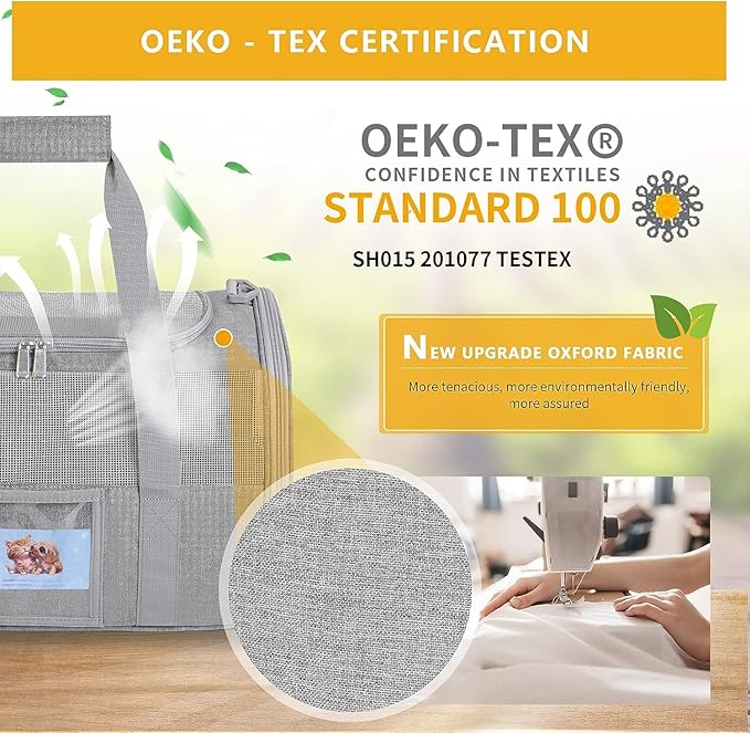 Pet Carrier TSA Airline Approved Small Dogs, Kitten, Carriers for Small Medium Cats Under 15lb, Collapsible Soft Sided Cat Travel Carrier-Grey