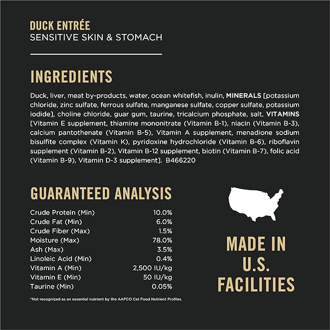 Purina Pro Plan Sensitive Skin and Stomach Wet Cat Food Variety Pack, Duck and Artic Char Entrees - (Pack of 24) 3 oz. Cans