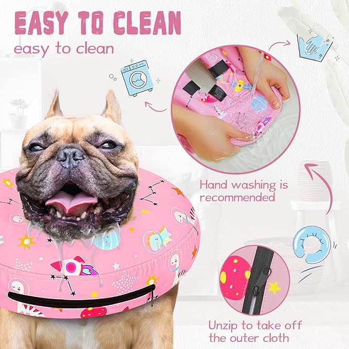 Inflatable Dog Cone Collar for After Surgery, Dog Donut Collar After Surgery, Soft Pet Cone for Small Medium Large Dogs to Stop Licking