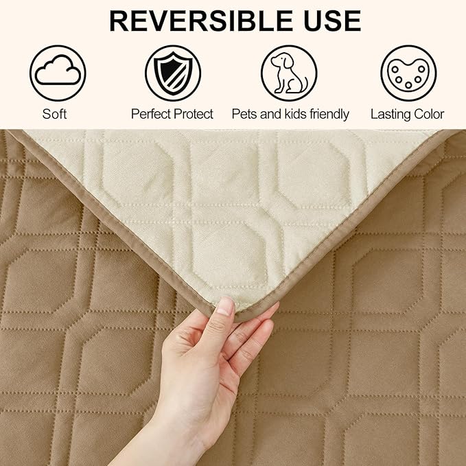 Smiry Waterproof Dog Blanket, 52x82 Inch Soft Pet Bed Cover Reversible, Washable Sofa Couch Furniture Protector for Small Medium Large Dog Puppy Cat, Camel/Beige