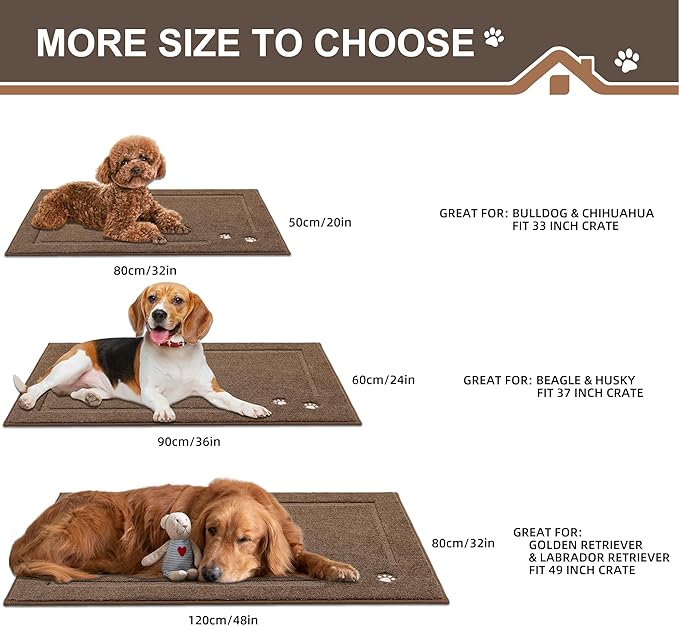 BEQHAUSE Dog Door Mat for Muddy Paws 20"x32" Dirt Trapper Absorbent Doormat Non Slip Entryway Rugs Washable Stain Resistant Welcome Floor Mat Soft Low-Profile for Front Back Door, Brown