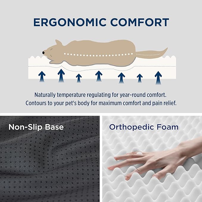 Bedsure Self Warming Dog Bed for Medium Dogs - Orthopedic Waterproof Puppy Beds with Removable Washable Cover, Egg Crate Foam Pet Mat, Suitable for Pet Up to 35 lbs