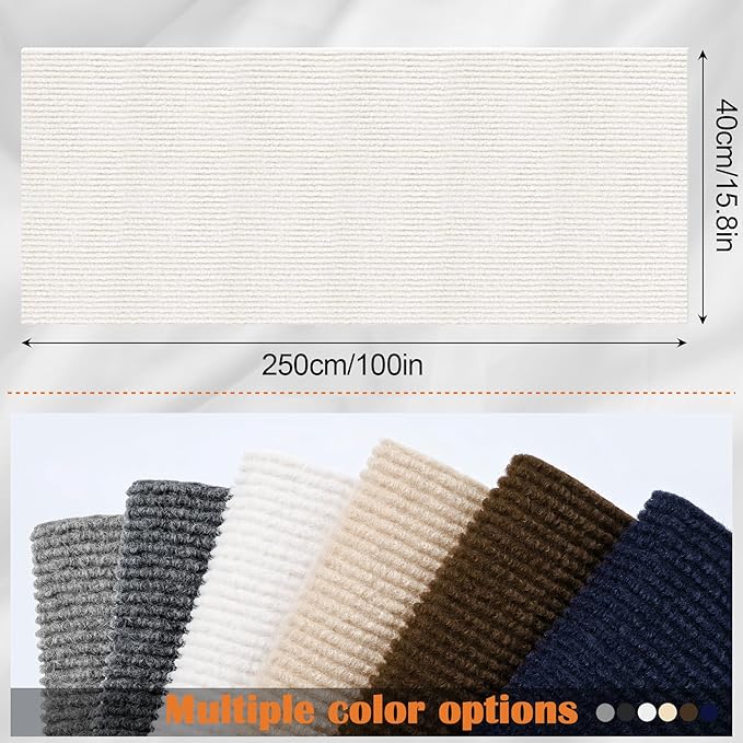 Cat Scratch Furniture Protector - 100" x 15.8" Trimmable Self-Adhesive Cat Claws Scratching Pads, DIY Climbing Couch Protector for Scratch Post Cats Tree Replacement Indoor (Cream White)