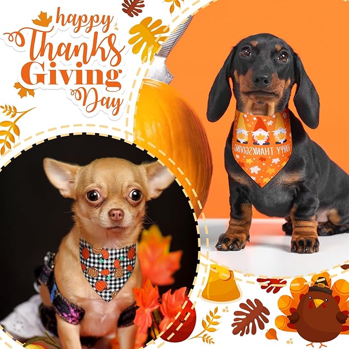 Newwiee 200 Pcs Fall Dog Bandanas Bulk Thanksgiving Bandanas for Dogs Pumpkin Bibs Triangle Handkerchief Adjustable Pet Scarf Thanksgiving Triangle Handkerchief Soft Dog Kerchief for Large Dogs