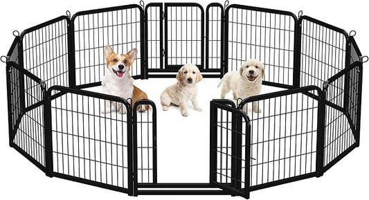 Yaheetech Dog Playpen Outdoor 24 inch 12 Panels Indoor Dog Fence Metal Dog Pen Heavy Duty Pet Puppy Exercise Pen for RV Camping Garden Yard