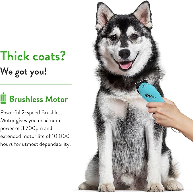 Wahl Professional Animal KM10 2-Speed Brushless Motor Pet, Dog, and Horse Clipper Kit - Turquoise