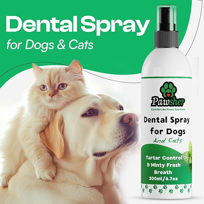 Dog Breath Freshener Spray 6.7 oz - Instant Fresh Breath for Cats & Dogs - Promotes Gum Health & Dental Care - Safe & Natural Ingredients Like Chamomile & Mint - Easy Dog Teeth Cleaning Spray