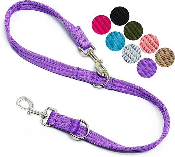 Double Ended Dog Leash,for Obedience Training Easy to Use,Lightweight,Soft for Large and Medium Dogs (Purple, 1M*2.5CM)