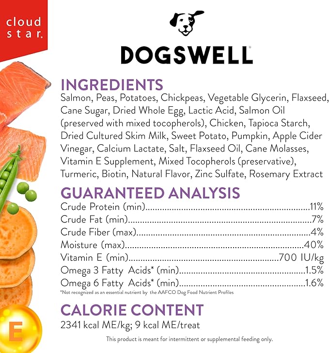 DOGSWELL Skin & Coat Soft & Chewy Dog Treats, Salmon, 14 oz. Bag