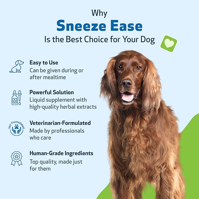 Pet Wellbeing Sneeze Ease for Dogs - Occasional Sneezing, Seasonal Allergies, Nose & Eye Discomfort, Eyebright, Nettles - Veterinarian-Formulated Herbal Supplement 2 oz (59 ml)