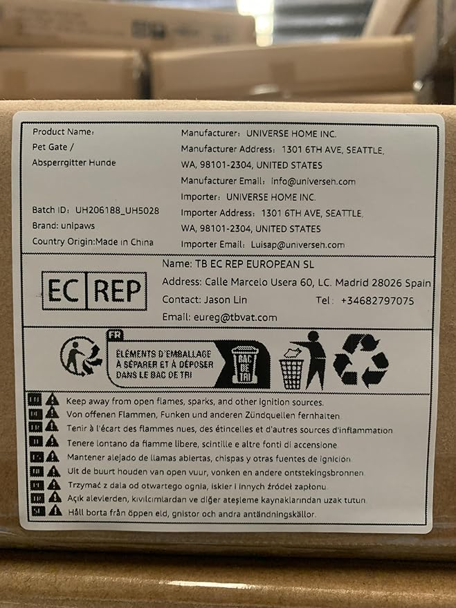 unipaws 36" H Free Standing Pet Gate for Dog Cat, Tall Wooden Dog Gates for Doorway, Stairs, Foldable Pet Fence for The House, Expandable Barrier, Indoor Use, Grey