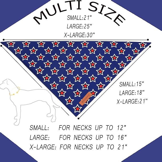 Realeaf American Flag Dog Bandanas 2 Pack, Triangle Reversible 4th of July Pet Scarf for Boy and Girl, Premium Durable Fabric, Patriotic Bandana for Small Medium Large and Extra Large Dogs (Large)