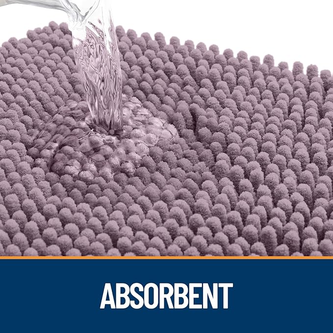 OLANLY Dog Door Mat for Muddy Paws 47x17, Absorbs Moisture and Dirt, Absorbent Non-Slip Washable Doormat, Quick Dry Chenille Mud Mat for Dogs, Entry Indoor Entryway Carpet for Inside Floor, Deep Plum