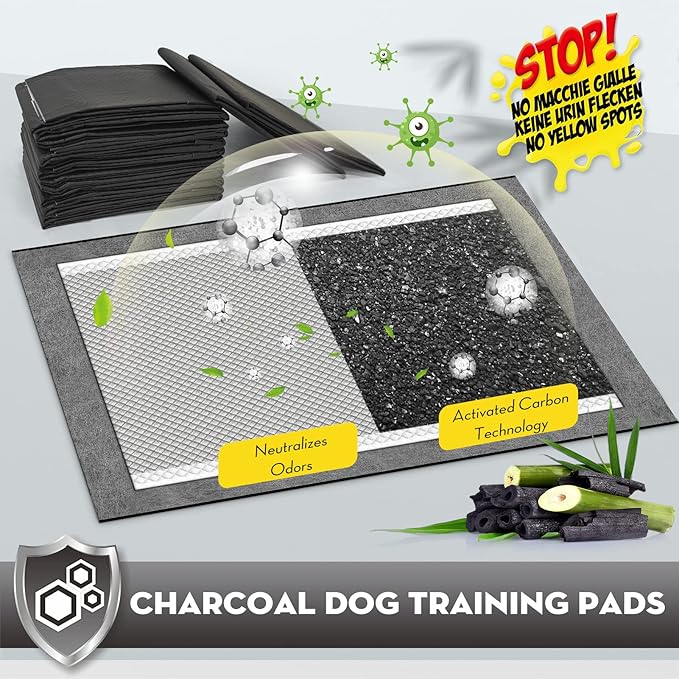 CROCI 36"x36" 3XL Activated Carbon Pee Pads for Dogs, Odor-Control Charcoal Dog Pads Absorbs Up to 11 Cups of Liquid, 6-Layer Thicker Leak-Proof & Quick Dry Dog Training Pads, Disposable (25 Counts)