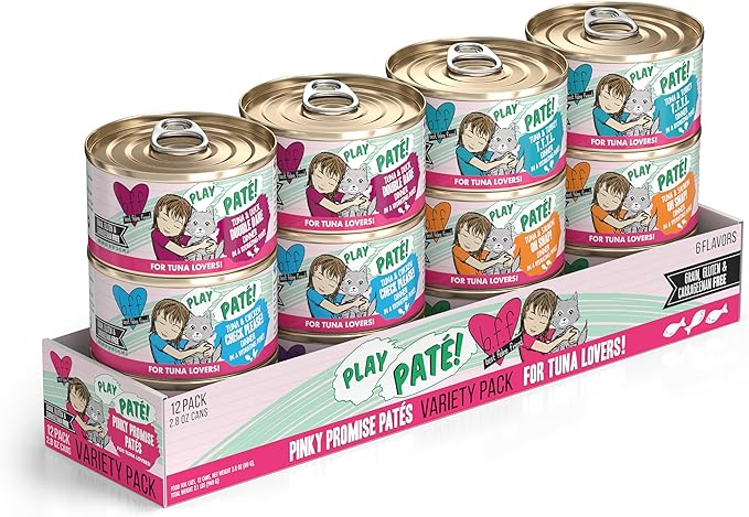 Weruva B.F.F. Play - Best Feline Friend Paté Lovers, Aw Yeah!, Pinky Promise Paté! Variety Pack, 2.8oz Can (Pack of 12)