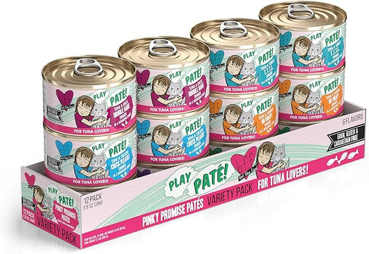 Weruva B.F.F. Play - Best Feline Friend Paté Lovers, Aw Yeah!, Pinky Promise Paté! Variety Pack, 2.8oz Can (Pack of 12)