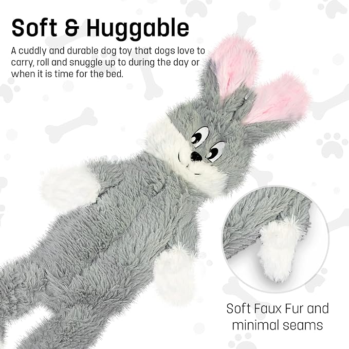 FGA MARKETPLACE Monkey-Grey Rabbit Flat NO Stuffing NO Squeak Plush Dog Toy, Funny Style Will Entertain Your Pet for Hours, Recommended for Small and Medium Dog 21 INCH Long