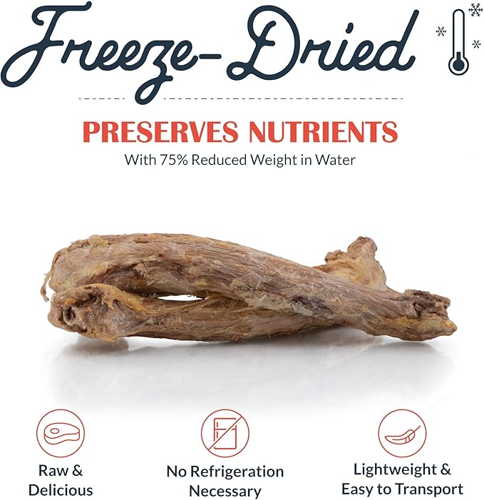 Freeze-Dried Raw Pet Treats for Dogs, Turkey Neck Chews (3 Count)