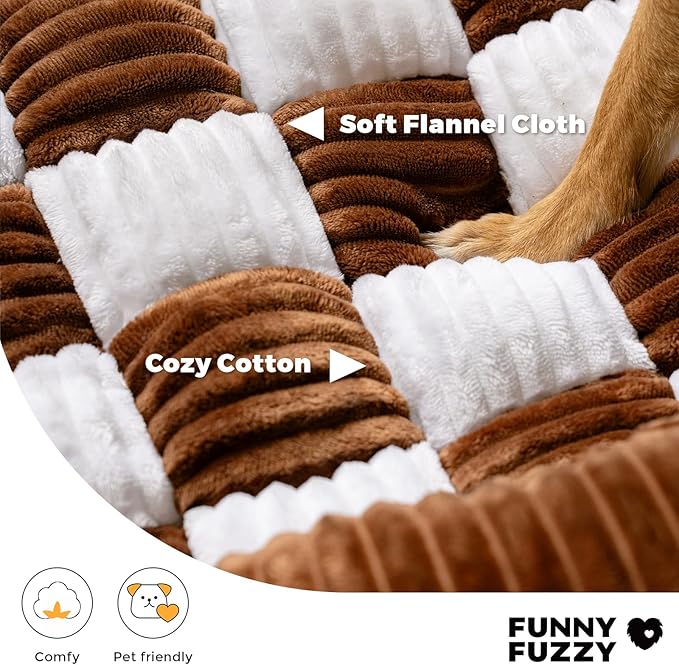 FUNNY FUZZY Pet Couch Covers for Sofa, Dog Couch Bed for Furniture Protector, Pet Bed Mat, Couch Cover for Dogs Washable Non Slip, X-Large, Brown