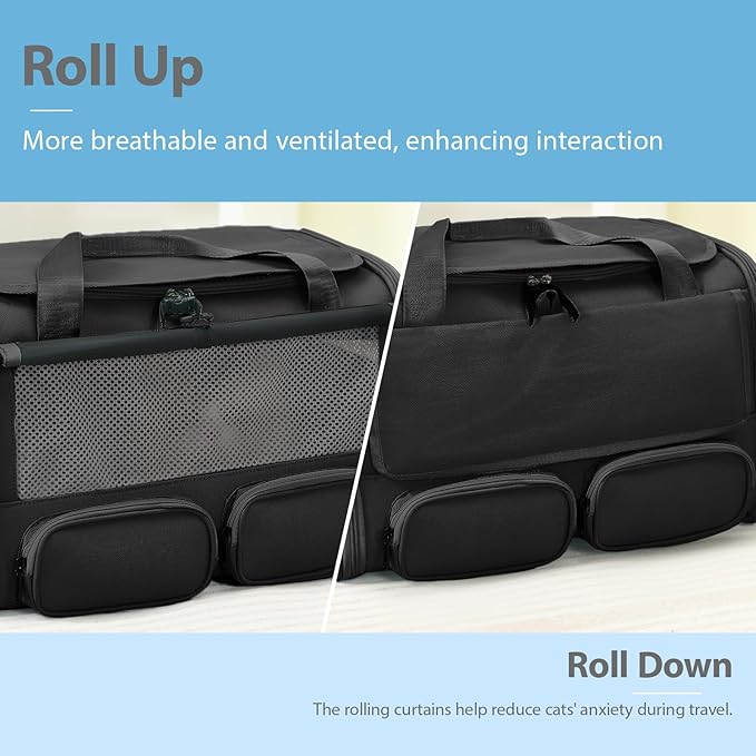 Cat, Dog Carrier for Pets up to 15 lbs, Soft-Sided Collapsible Pet Carrier with Upgraded Sturdy Base, Privacy Curtain and 2 Storage Bags, Cat Bag for Medium Cats and Small Dogs