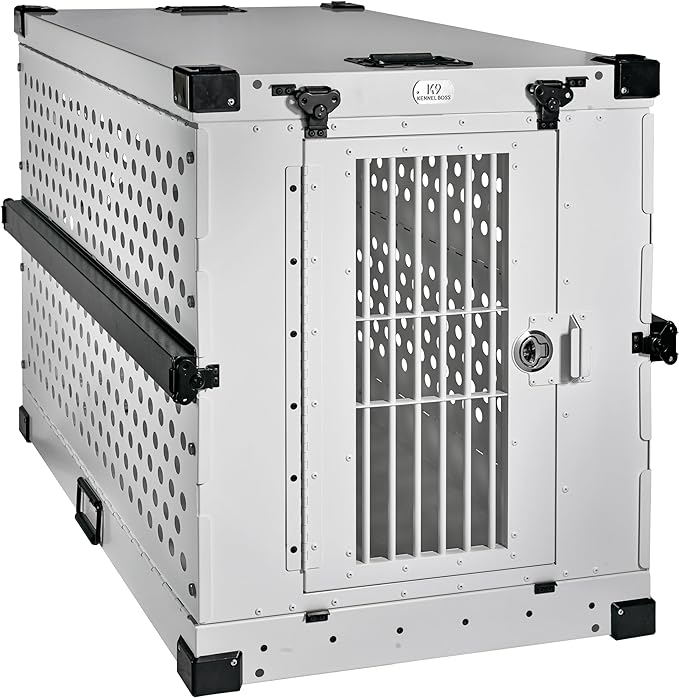 Heavy Duty Fully Collapsible Powder-Coated Aluminum Dog Crate - Large (White)