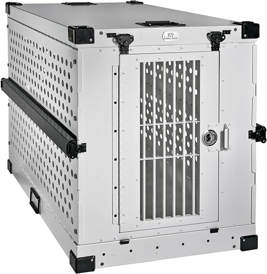 Heavy Duty Fully Collapsible Powder-Coated Aluminum Dog Crate - Large (White)