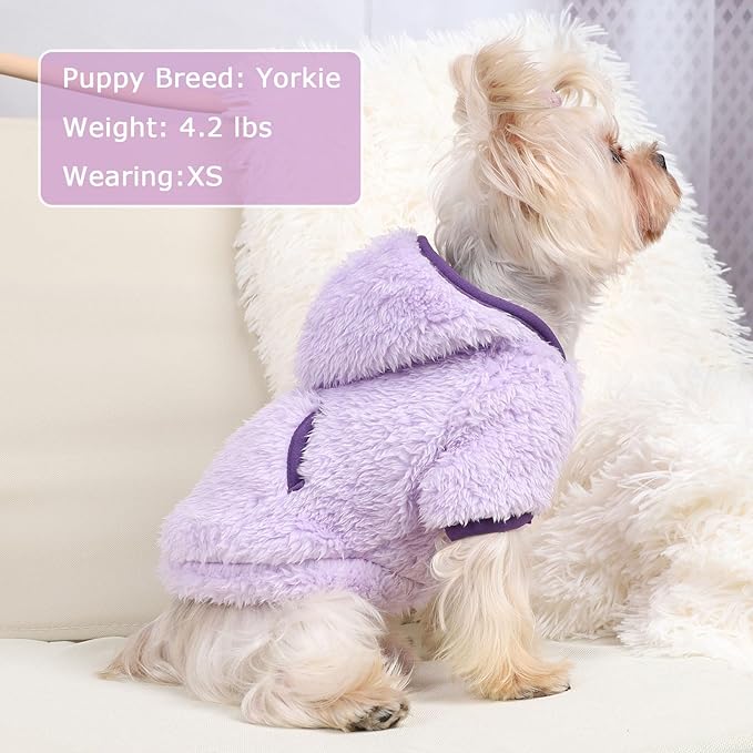 Dog Sweater Dog Winter Clothes for Small Dogs Boy Girl Pet Hoodies Puppy Cold Weather Coats Fall Doggie Sweatshirt for Chihuahua Yorkie Cat Sweater Costumes (Purple, Medium)